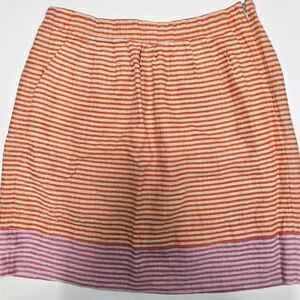Loft NWOT size 4 linen stripe coral pink a line tiered spring summer Boho Skirt